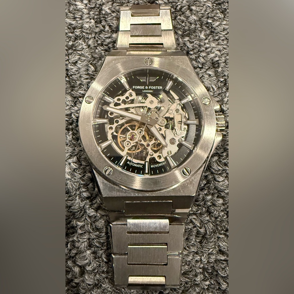 Forge and Foster Spectre Steel Automatic Men’s Watch - Skeleton Design